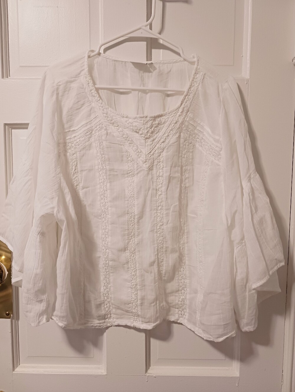 Victorian Eyelet Lace Bell Sleeve Top Cottage Core Boho Coastal Hippie Sz 2X - Picture 2 of 9